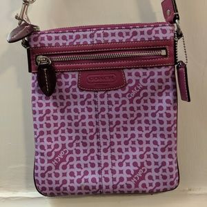 COACH messenger crossbody bag purple leather